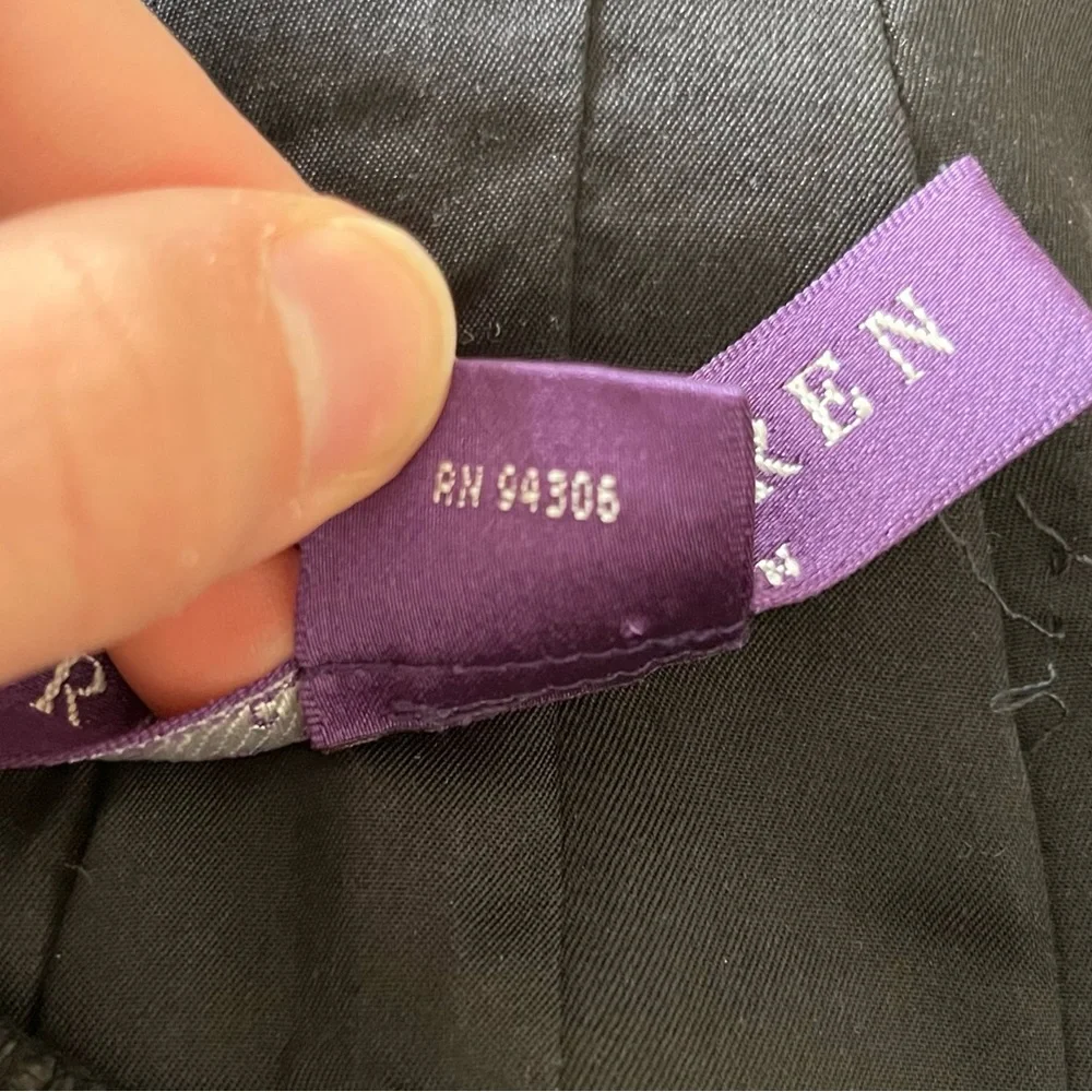 Ralph Lauren Purple Label Textured Black Midi Linen Cotton Pencil Skirt EUC Sz 8